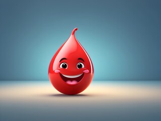 3d happy red blood droplet emoji illustrations. World Mental Health Day or World Emoji Day concept