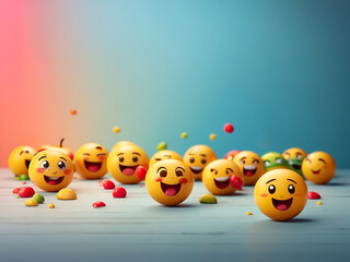 Obraz premium 3d yellow emojis happy smiley illustrations. World Mental Health Day or World Emoji Day concept