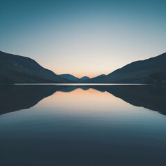Serene mountain lake at sunset