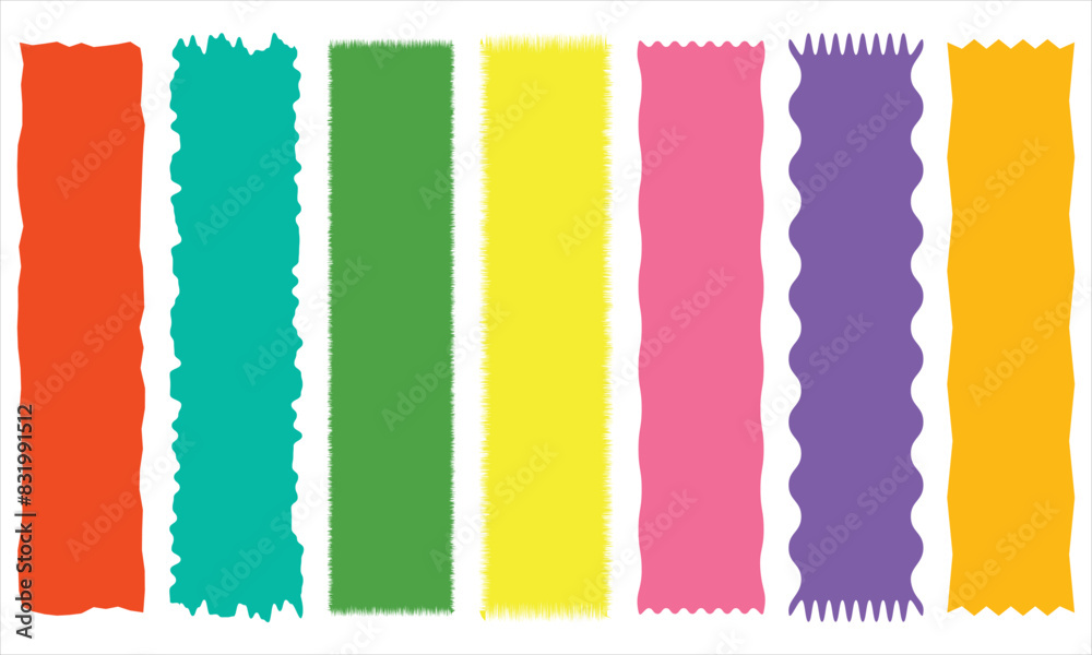 Fototapete rectangle geometric shape frame with wavy edges. zigzag wavy edge rectangle shapes elements set. vec