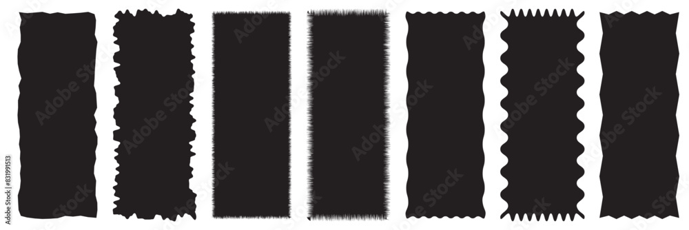 Fototapete rectangle geometric shape frame with wavy edges. zigzag wavy edge rectangle shapes elements set. vec