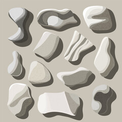 Organic abstract random shapes similar to stones for pattern design element or background design. Simple line, aesthetic line, smooth shapes.