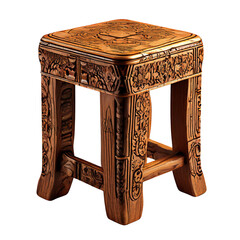 AI art features a wooden stool with a slightly bent leg, highlighting its handcrafted imperfection