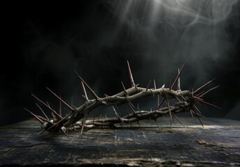 Thorny crown of thorns on dark background