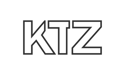 KTZ logo design template with strong and modern bold text. Initial based vector logotype featuring simple and minimal typography. Trendy company identity.
