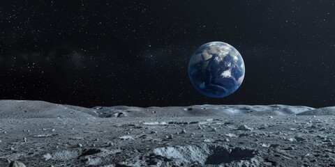 Stunning view of the earth from the lunar surface