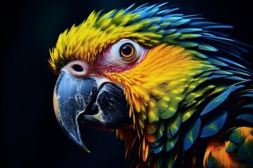 Fototapeta premium Vibrant parrot with striking feathers and piercing eyes