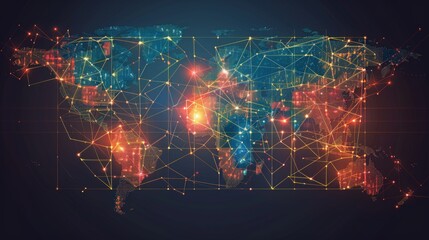 Obraz premium World map with logistic network distribution