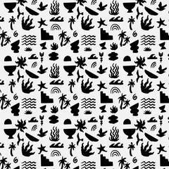 black pattern seamless with sea elements