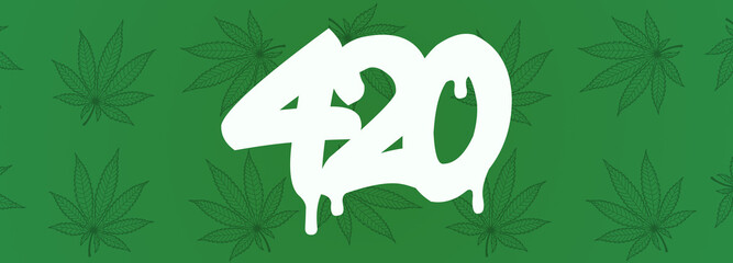 white 420 sign word on cannabis leaves illustration texture weed background marijuana wallpapers pattern backdrop