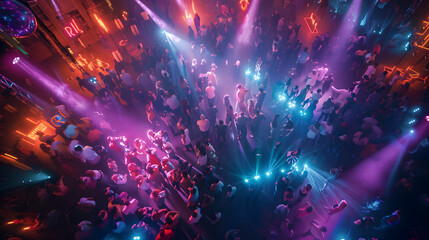 dj night club party rave with crowd in music festive