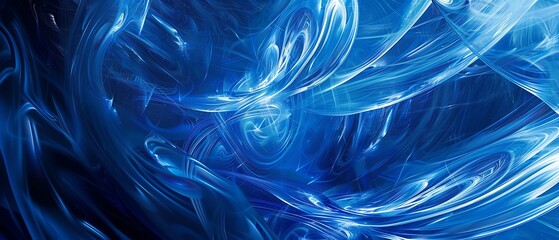 Obraz premium Swirling abstract blue patterns, close up, dynamic movement, vibrant, fusion, digital art backdrop