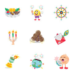 Latest Collection of Diwali Party Flat Stickers 

