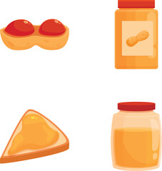 Vector illustrations of peanut butter, honey jar, and related snacks