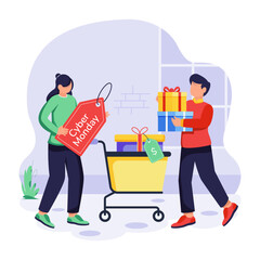 Cyber Monday Flat Illustrations
