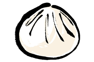筆タッチのシンプルな肉まんのイラスト
