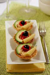 Tartlets with tuna pate.