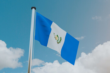 Guatemala National Flag with Sky Background 3d illustration image
