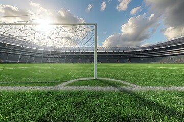 Fototapeta premium 3D Rendering of Imaginary Soccer Stadium and Goalpost