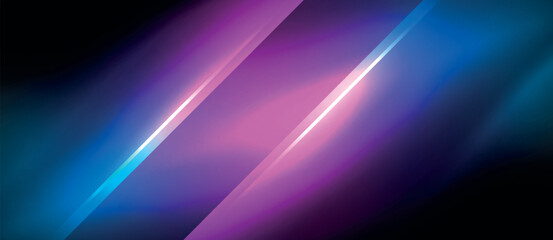 Neon dynamic diagonal light rays background. Techno digital geometric concept design for wallpaper, banner, presentation, background