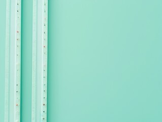 Carnival Atmosphere Created by Rulers on a Mint Green Plain Background