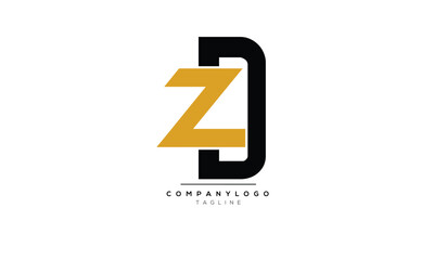 Alphabet letters Initials Monogram logo ZD, ZD INITIAL, ZD letter