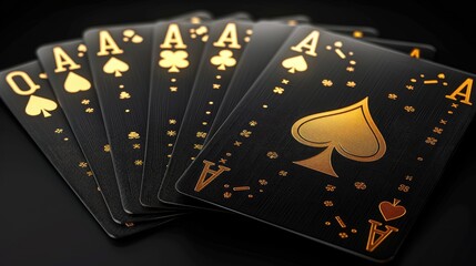 black and golden playing cards realistic vector style