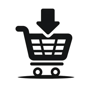 Ic&ocirc;ne moderne de panier d'achat en noir et blanc