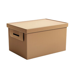3D light brown storage box isolated on white background.