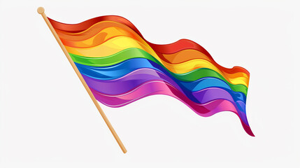 illustration of LGBT flag with a stick on white background