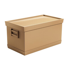 3D light brown storage box isolated on white background.