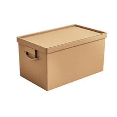 3D light brown storage box isolated on white background.