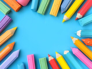 Fototapeta premium Minimalist Eraser Basking in Carnival Atmosphere on Blue Sky Background