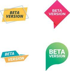 Colorful and modern beta version stickers set for software development and web application testing