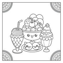Cute Dessert Coloring page Illustration