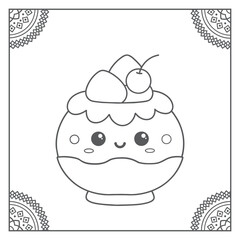 Cute Dessert Coloring page Illustration