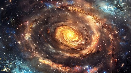 A breathtaking view of a galaxy with swirling colors and sparkling stars, showcasing the beauty of the universe