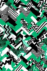 Obraz premium Dynamic Zigzag Soccer Jersey Sublimation Design in Green, Black, and White