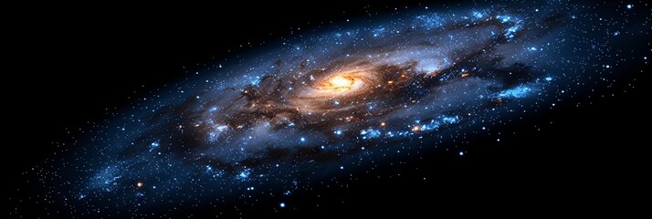 Fototapeta premium A galaxy with a bright blue center and a yellow star