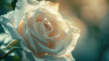 Macro shot of a fading white rose