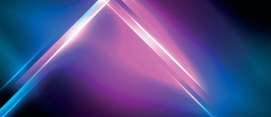 Neon dynamic diagonal light rays background. Techno digital geometric concept design for wallpaper, banner, presentation, background