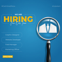 We are hiring job candidate post and flyer template. Join our team and hiring concept. Open vacancy and hiring creative ads and poster vector illustration