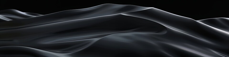 abstract smooth black background - close-up texture of black color. wavy lines. 