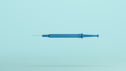 Blue syringe needle injection vaccination drug healthcare health pale background 3d illustration render digital rendering