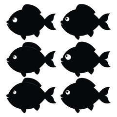 Set of Bluegill animal black silhouettes vector on white background