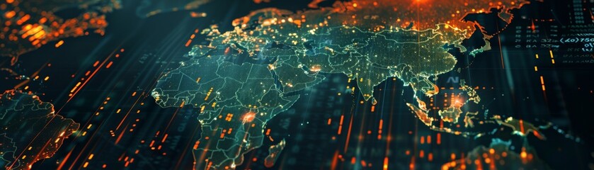 Detailed world map background featuring dynamic financial data, providing a real-time global markets overview