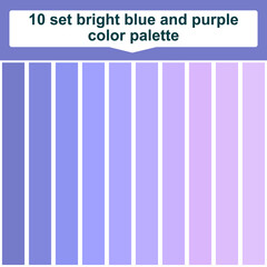 10 set bright blue and purple color palette. Elegant bright blue and purple colors palette. Beautiful color palette
