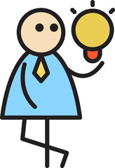 Businessman Holding Light Bulb Stick Figure
