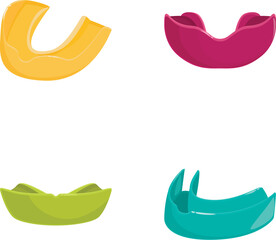 Vibrant collection of illustrated fortune cookies in various colors isolated on white background