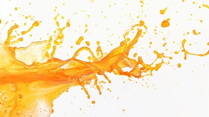 Obraz premium Orange and Juice Splatter on a White Background Banner
